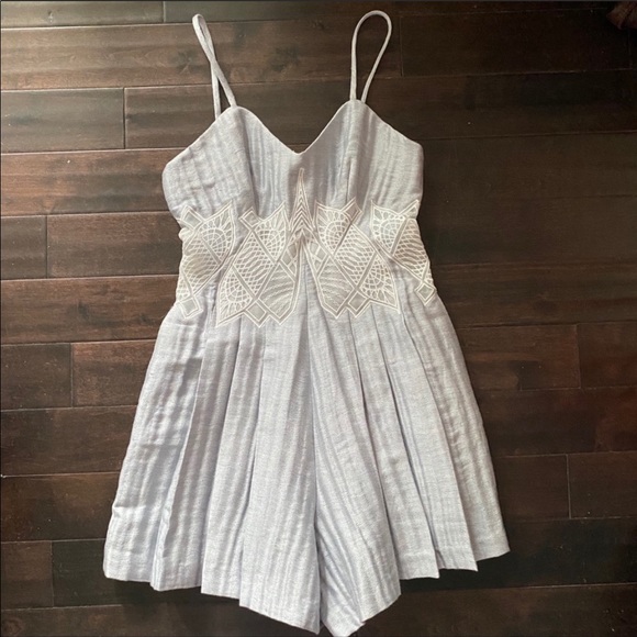 🦋 Jonathan Simkhai Pleated Linen Lattice Romper NWT - Picture 12 of 16